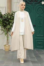 Beige Hijab Triple Suit 52341BEJ - 1