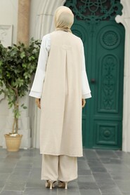Beige Hijab Triple Suit 52341BEJ - 3