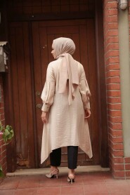 Beige Islamic Clothing Tunic 615BEJ - 3