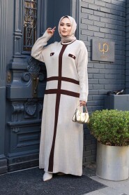 Beige Knit Modest Dress 27503BEJ - 1