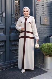 Beige Knit Modest Dress 27503BEJ - 2