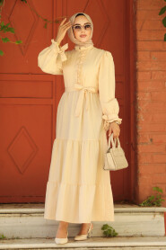 Beige Long Sleeve Dress 617BEJ - 3