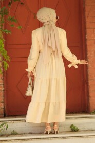 Beige Long Sleeve Dress 617BEJ - 4