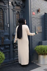 Beige Mercerized Knit Modest Dress 36291BEJ - 4
