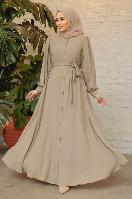 Beige Modest Abaya 45277BEJ - NEVA STYLE