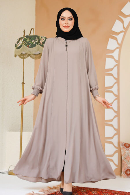 Beige Modest Abaya 45294BEJ - NEVA STYLE