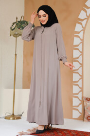 Beige Modest Abaya 45294BEJ - 4