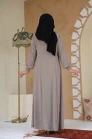 Beige Modest Abaya 45294BEJ - 5