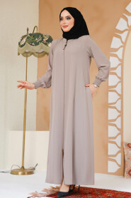 Beige Modest Abaya 45294BEJ - 2