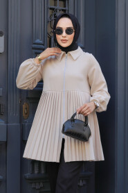 Beige Modest Coat 12171BEJ - 1