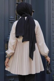 Beige Modest Coat 12171BEJ - 4