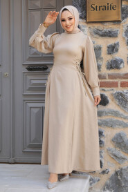 Beige Modest Dress For Women 5962BEJ - 2