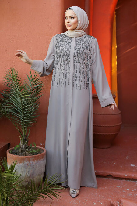 Beige Modest Dubai Abaya 29106BEJ - NEVA STYLE