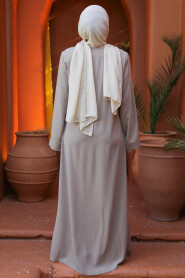 Beige Modest Dubai Abaya 29106BEJ - 4