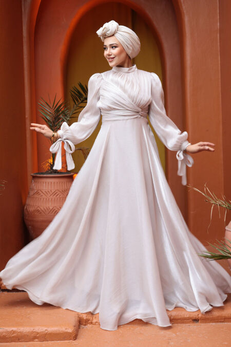 Beige Modest Evening Gown 4823BEJ - NEVA STYLE