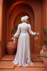 Beige Modest Evening Gown 4823BEJ - 3