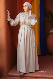 Beige Modest Gown 25261BEJ - 2