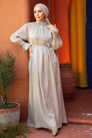 Beige Modest Gown 25261BEJ - 3
