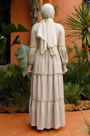 Beige Modest Long Dress 4421BEJ - 2