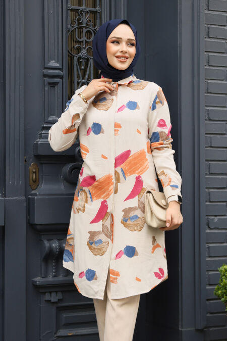 Beige Modest Plus Size Top 11729BEJ - NEVA STYLE