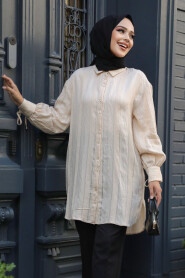 Beige Modest Top 10510BEJ - 1