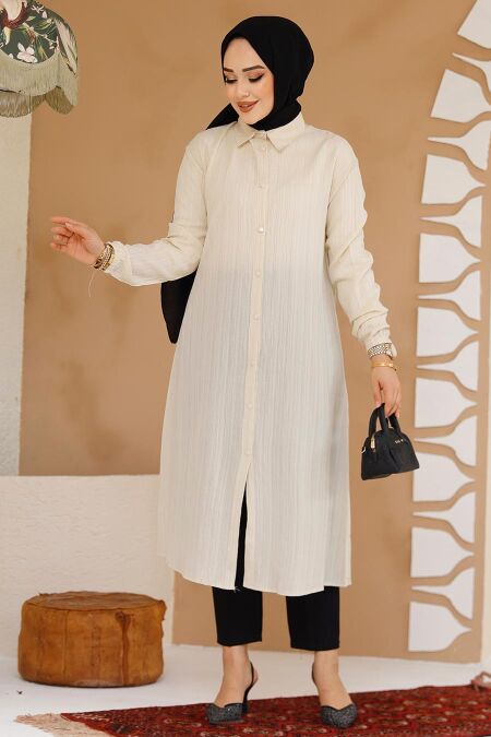 Beige Modest Top 70381BEJ - NEVA STYLE