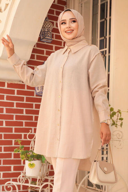 Beige Modest Tunic 10522BEJ - NEVA STYLE
