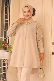 Beige Modest Tunic 10522BEJ - 2