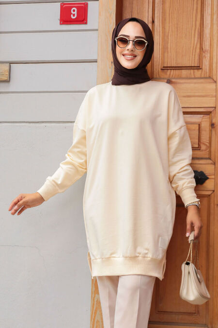 Beige Modest Tunic 30644BEJ - NEVA STYLE