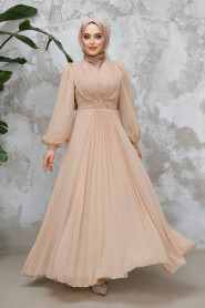 Beige Modest Wedding Dress 4448BBEJ - 3