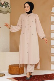 Beige Plus Size Dual Suit 12082BEJ 