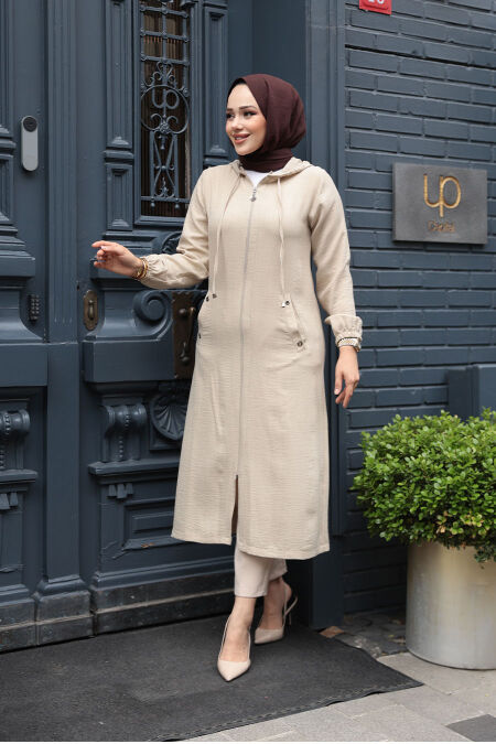 Beige Women Coat 539BEJ - NEVA STYLE