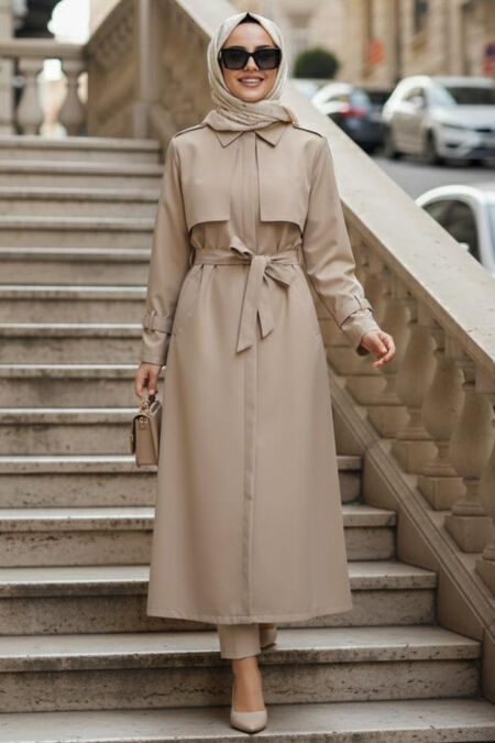 Belted Biscuit Modest Trench Coat 10700BS - 