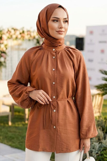 Belted Camel Modest Tunic 52871C - 