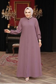 Belted Dusty Rose Modest Abaya 26391GK - 1