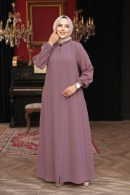 Belted Dusty Rose Modest Abaya 26391GK - 2
