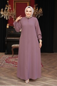 Belted Dusty Rose Modest Abaya 26391GK - 3