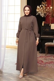 Belted Mink Modest Abaya 26391V - 1