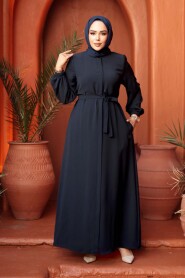 Belted Navy Modest Abaya 26391L - 3