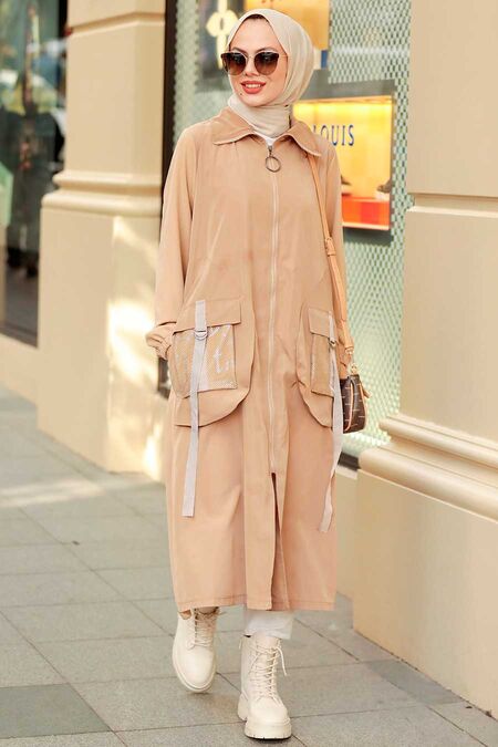 Biscuit Hijab Coat 19228BS - NEVA STYLE
