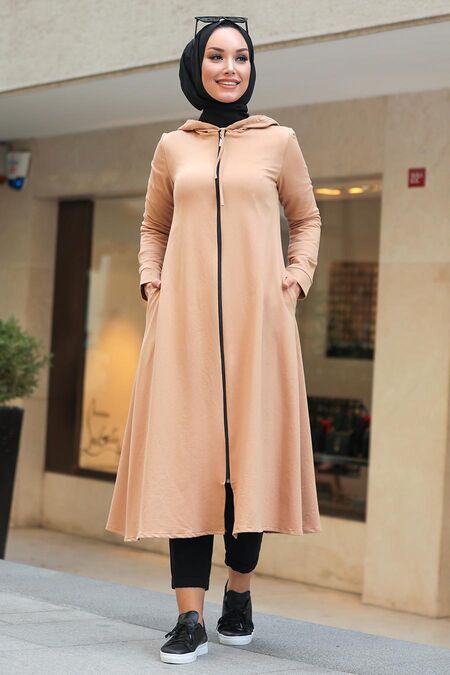 Biscuit Hijab Coat 22560BS - NEVA STYLE