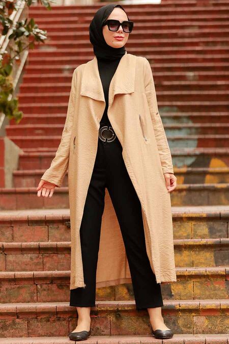 Biscuit Hijab Coat 41102BS - NEVA STYLE