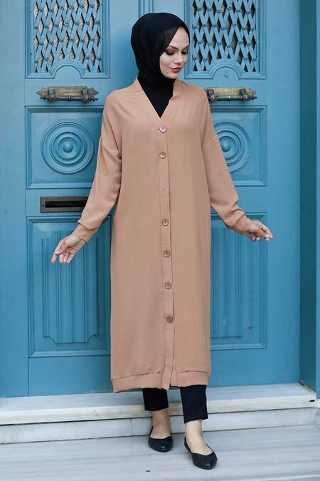 Biscuit Hijab Coat 553BS - NEVA STYLE