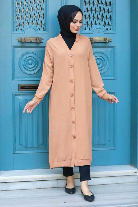 Biscuit Hijab Coat 57290BS - NEVA STYLE