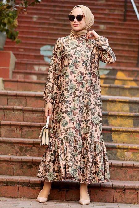 Biscuit Hijab Dress 1185BS - NEVA STYLE