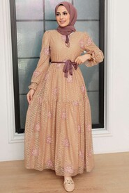 Biscuit Hijab Dress 1216BS - Thumbnail