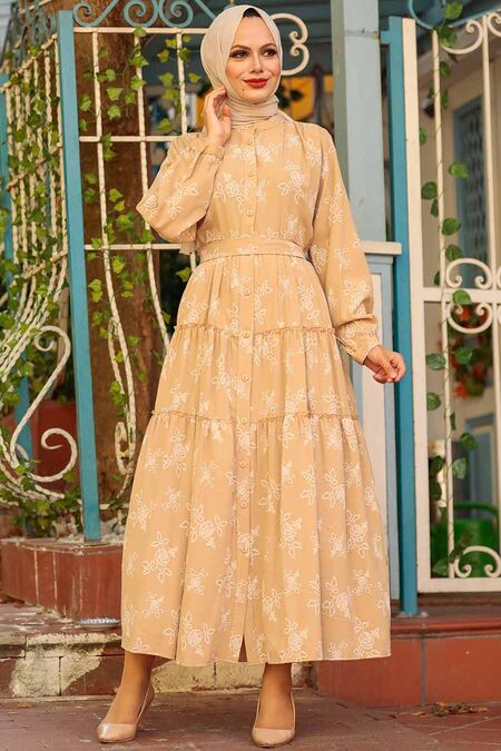 Biscuit Hijab Dress 2284BS - NEVA STYLE