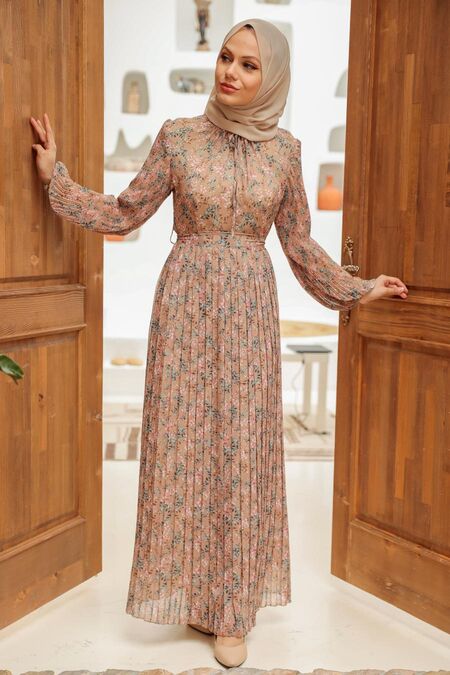 Biscuit Hijab Dress 3297BS - NEVA STYLE