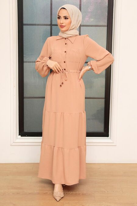 Biscuit Hijab Dress 5720BS - NEVA STYLE
