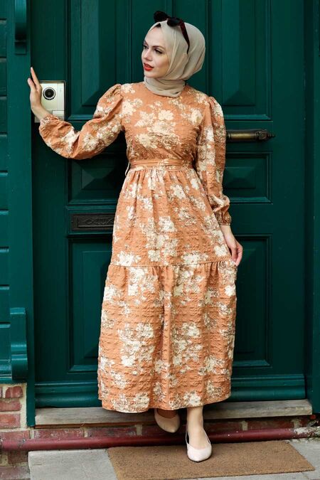 Biscuit Hijab Dress 7673BS - NEVA STYLE